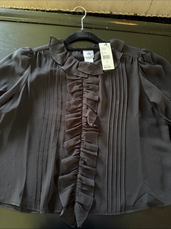 CAbi Tops - CAbi Black Ruffle Front Pintuck Blouse
